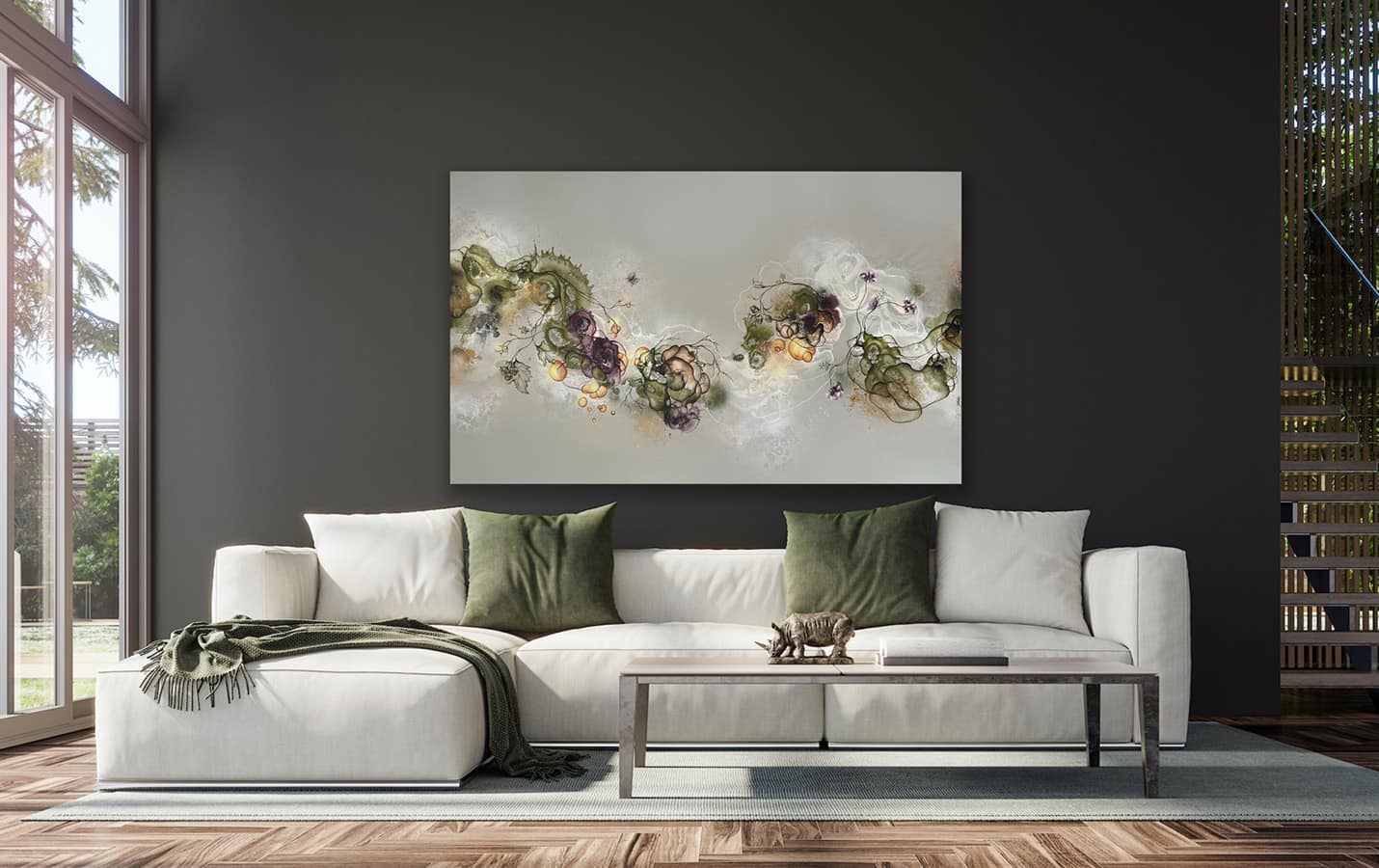 Store malerier til salg online af kunstner Rikke Darling . Moderne maleri