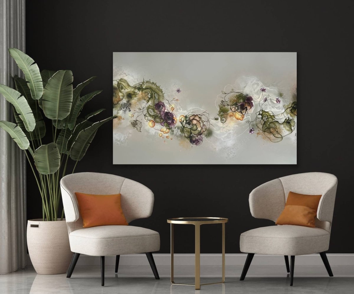 Store malerier til salg online af kunstner Rikke Darling . Moderne maleri
