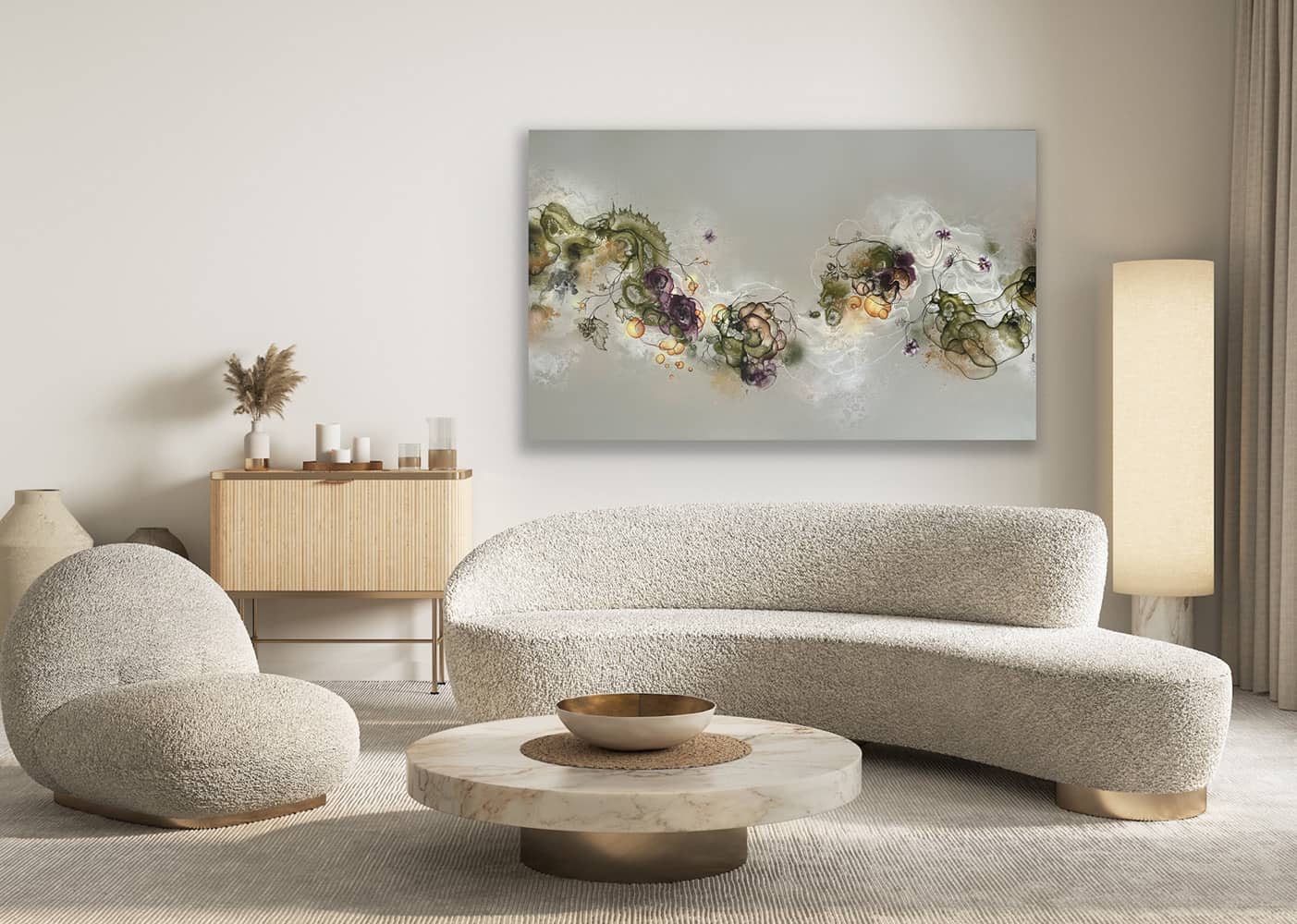 Store malerier til salg online af kunstner Rikke Darling . Moderne maleri