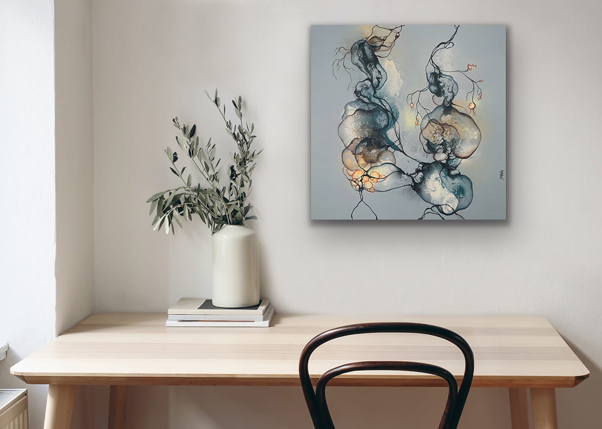 Malerier til salg. Indretning med moderne kunst. Abstrakt maleri