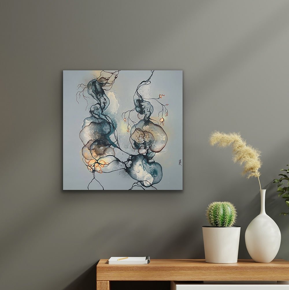 Malerier til salg. Indretning med moderne kunst. Abstrakt maleri