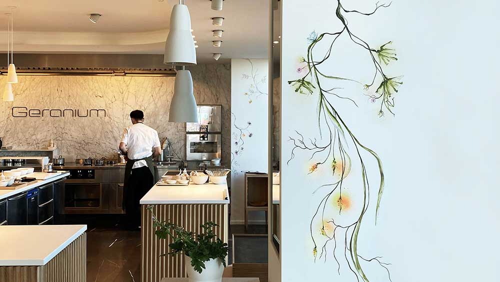 Vægmaleri Restaurant Geranium kunst virksomhed