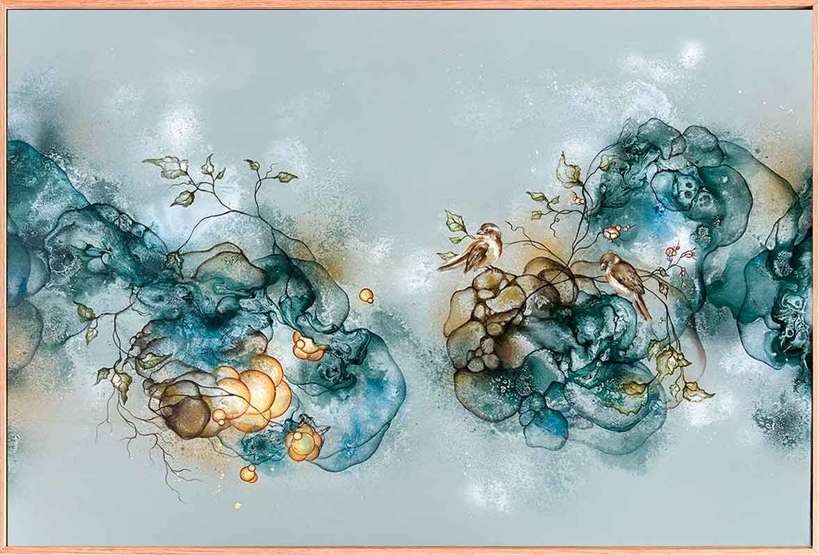 Stort maleri til salg. Moderne kunst af Rikke Darling