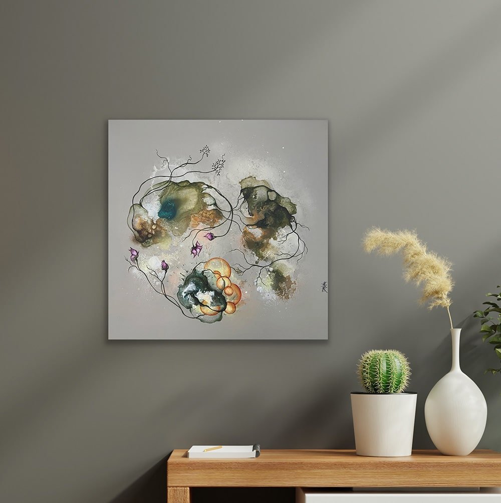 Malerier til salg. Indretning med moderne kunst. Abstrakt maleri