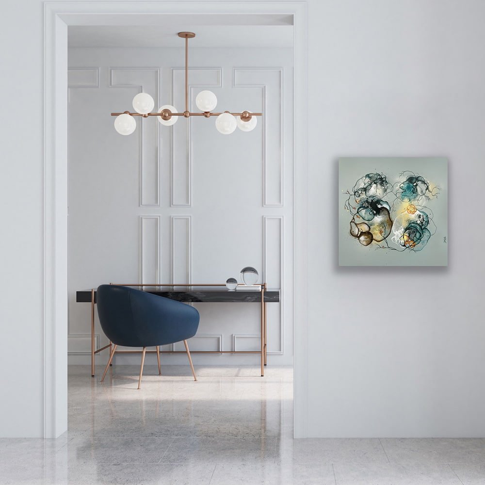 Malerier til salg. Indretning med moderne kunst. Abstrakt maleri