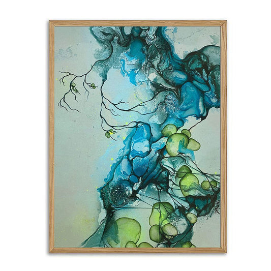 Lille maleri i egetræsramme