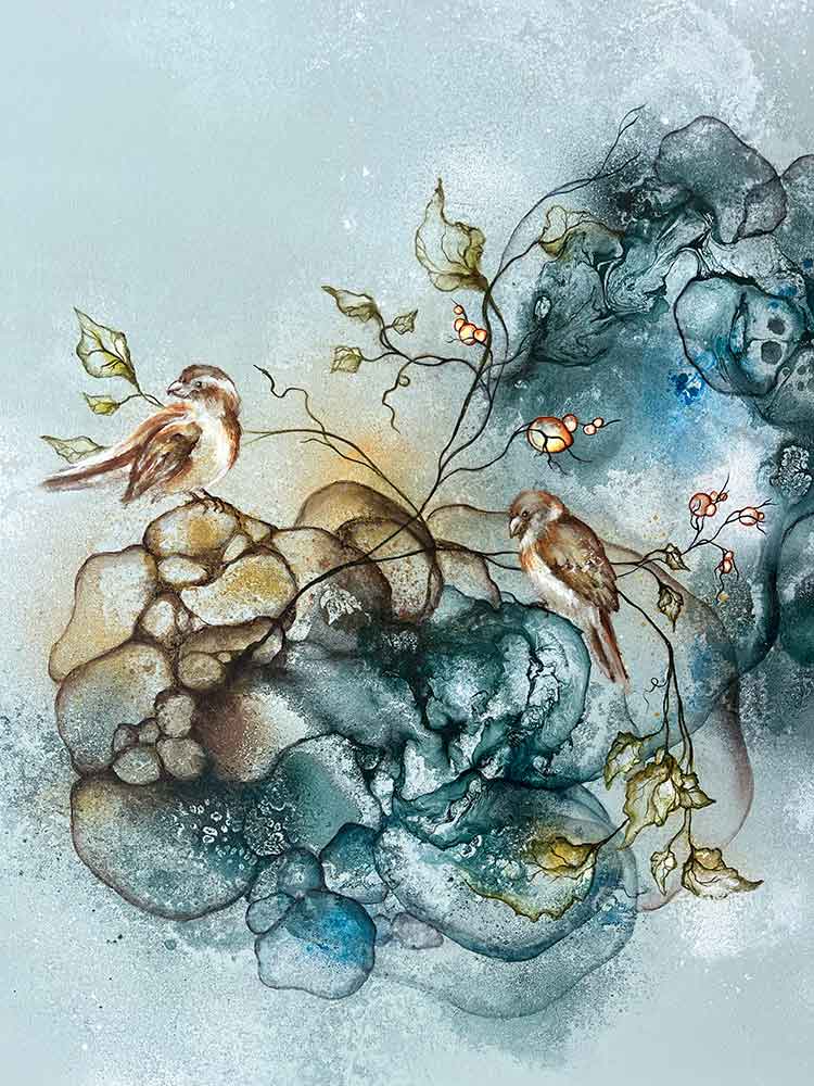 Stort maleri til salg. Moderne kunst af Rikke Darling