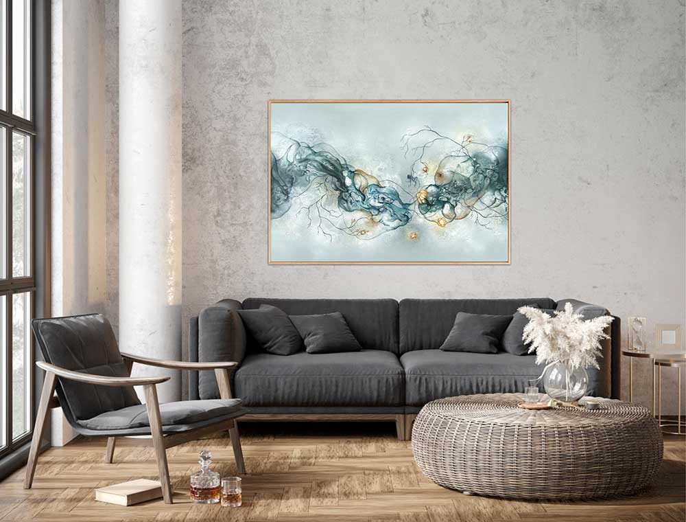 Stort Maleri over sofa af Kunstner Rikke Darling