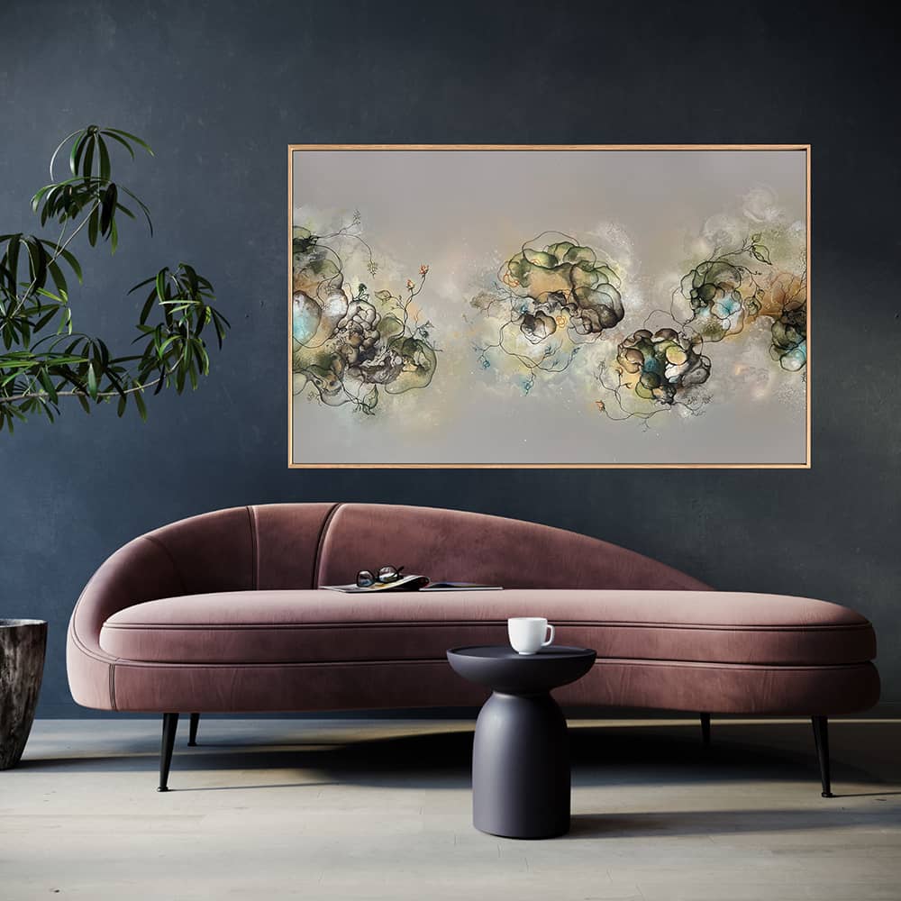 Store malerier til salg af kunstner Rikke Darling. Stort maleri i abstrakt stil.