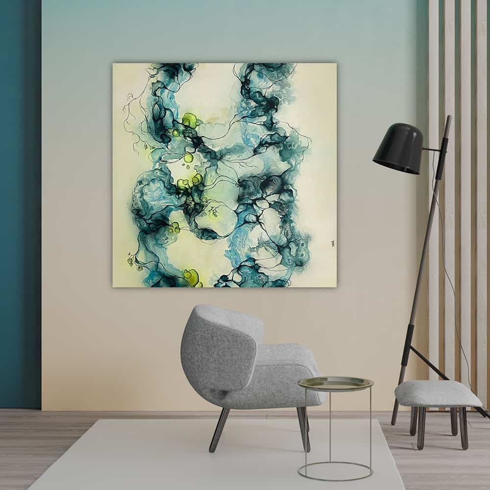 Stort maleri 140x140 cm Rikke Darling