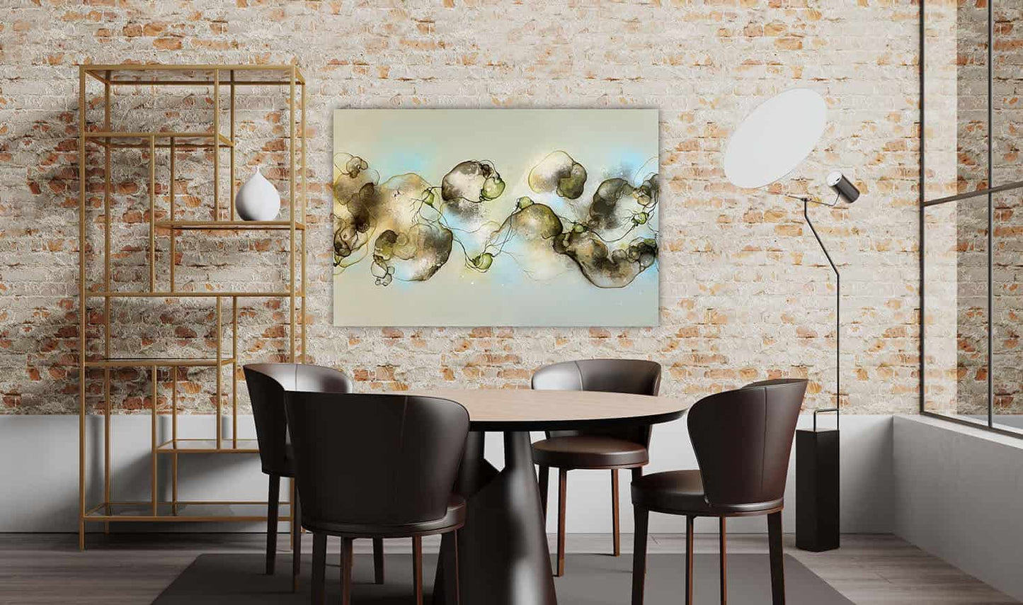 Boligindretning indretning med moderne kunst. Stort maleri.