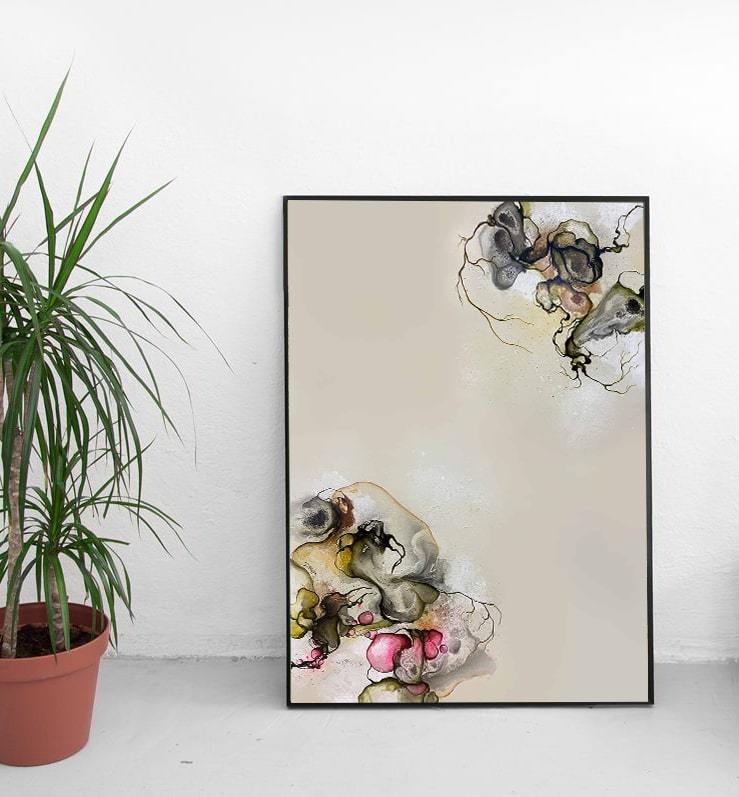 Indretning med kunstplakat