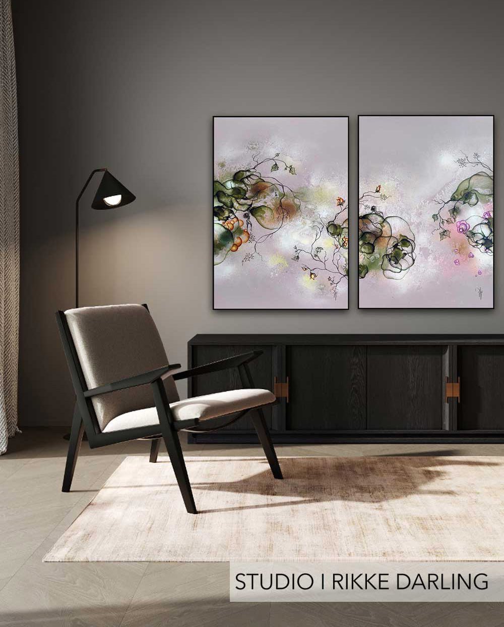 Akustikplader med abstrakt kunst