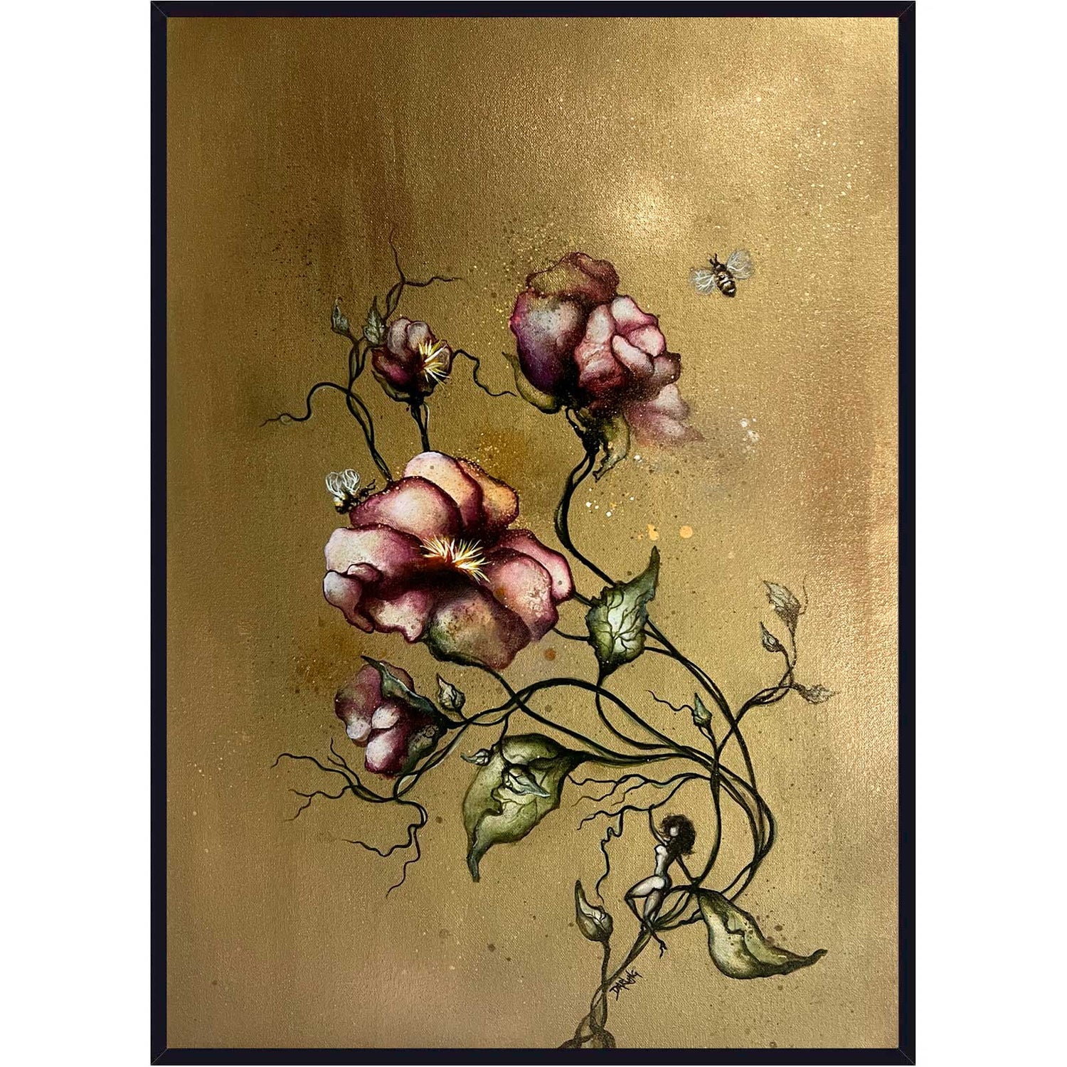 Painting gold flower 50x70 cm