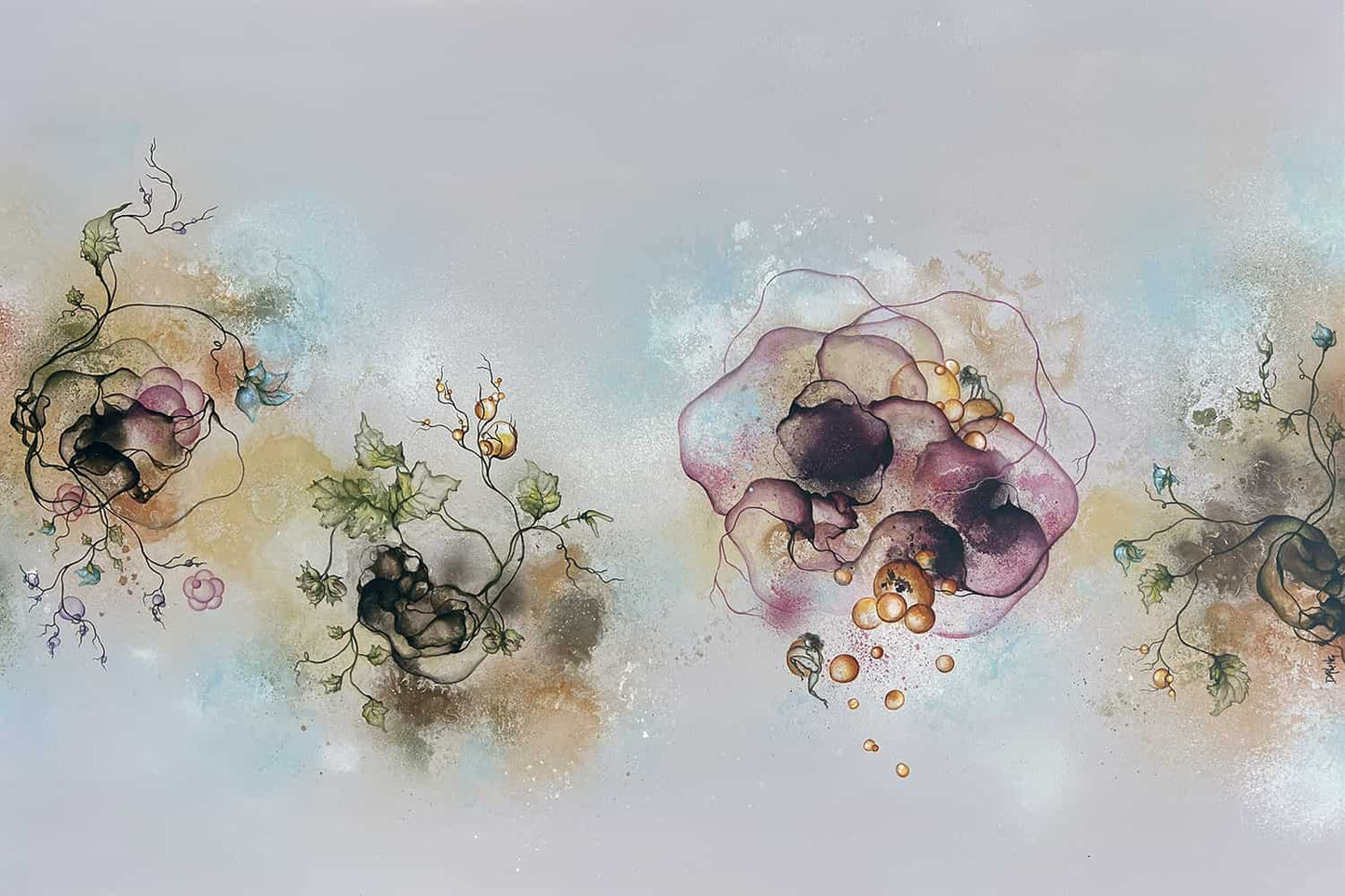 Maleri "Bubbling Life" 100x150 cm.