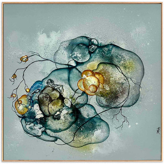 Blår maleri til salg. Abstrakte malerier Rikke Darling