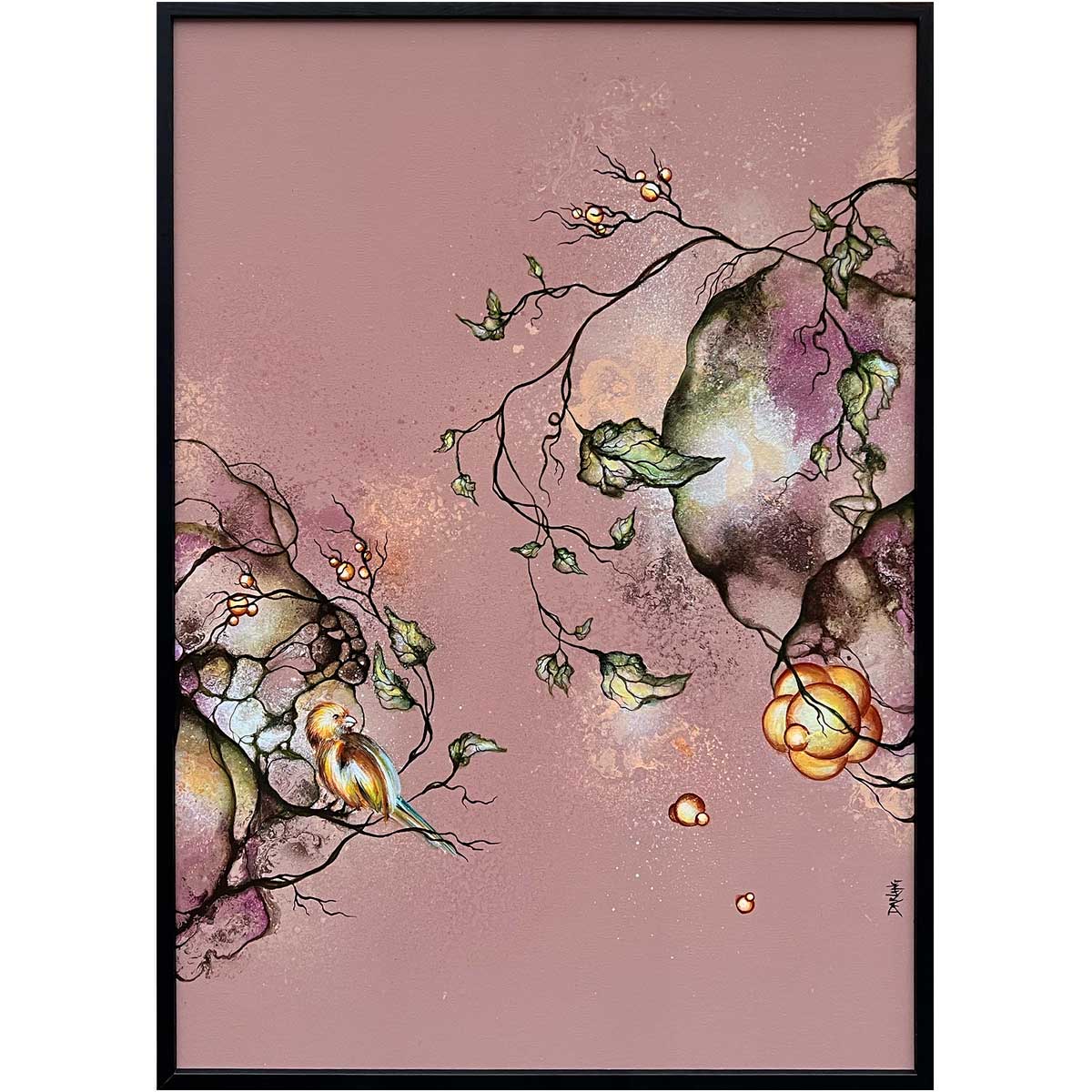 Maleri af kunstner Rikke Darling. Sort ramme