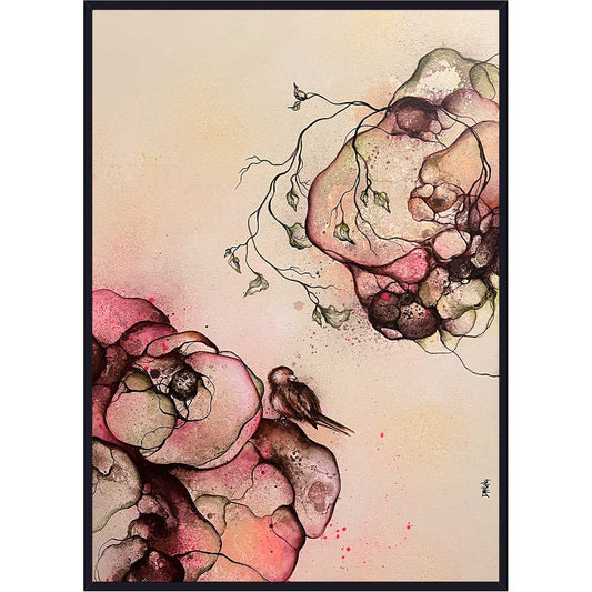 Maleri med fugle kunstner Rikke Darling