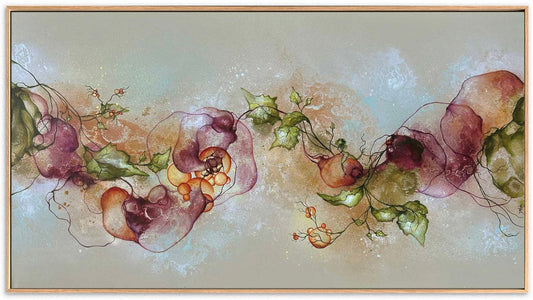 Stort maleri med natur af kunstner Rikke Darling