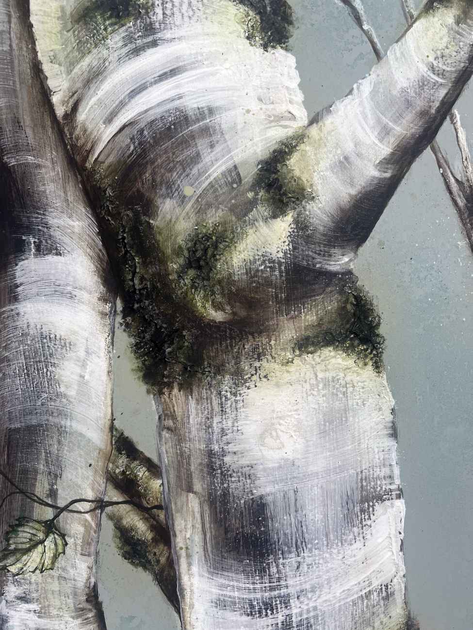 Maleri med birkeræer af kunstner Rikke Darling 