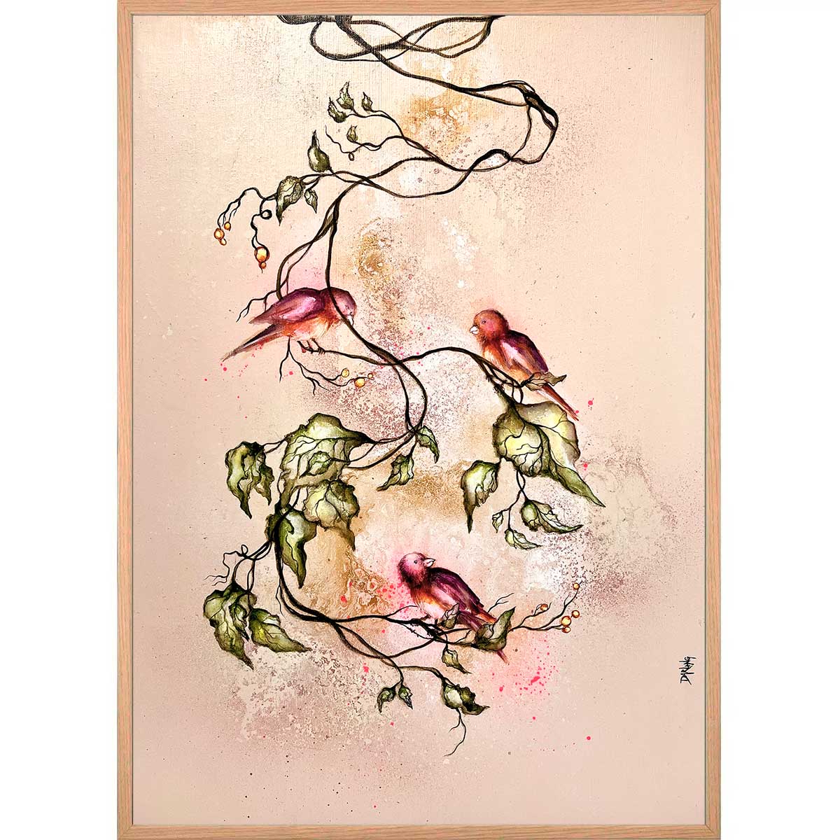 Maleri med fugle til salg Darling