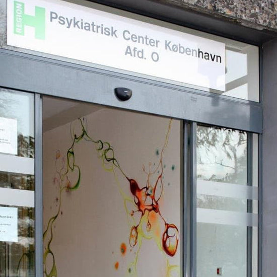 Vægmaleri på Rigshospitalet psykiatrisk afdeling i København. Kunstner Rikke Darling 