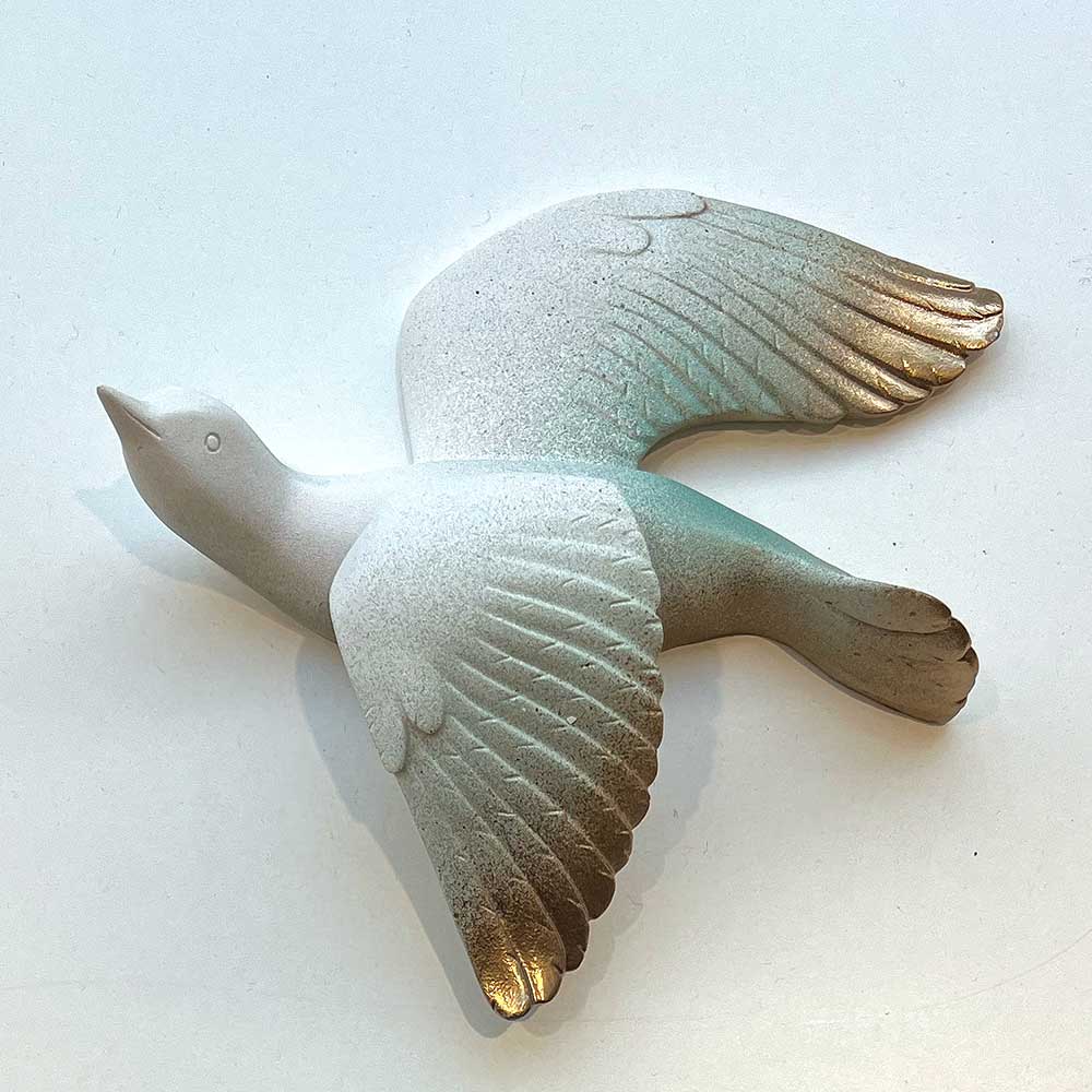Vægskulptur fugl kunstner Rikke Darling vægkunst