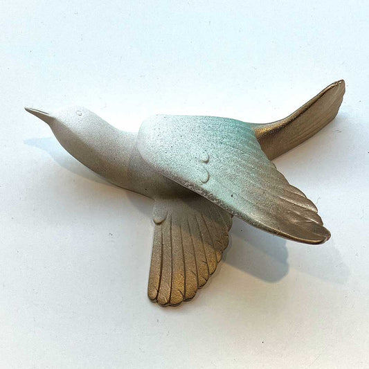 Vægskulptur fugl kunstner Rikke Darling vægkunst