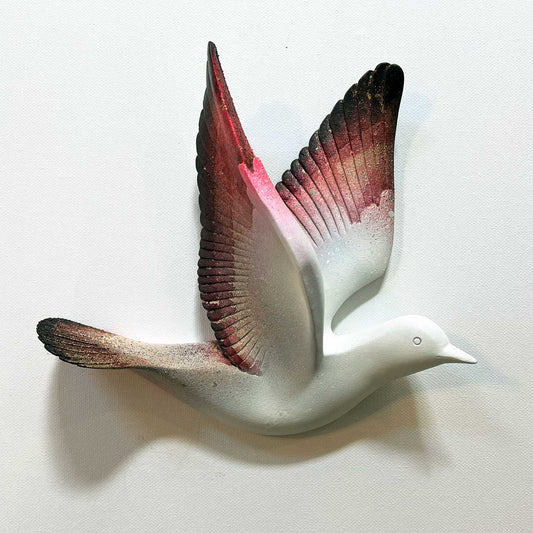 Vægskulptur fugl kunstner Rikke Darling