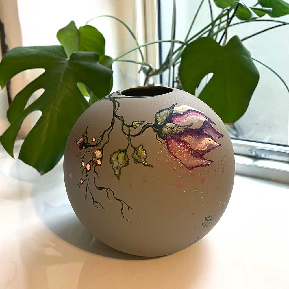 Håndmalet vase 20 cm Rikke Darling